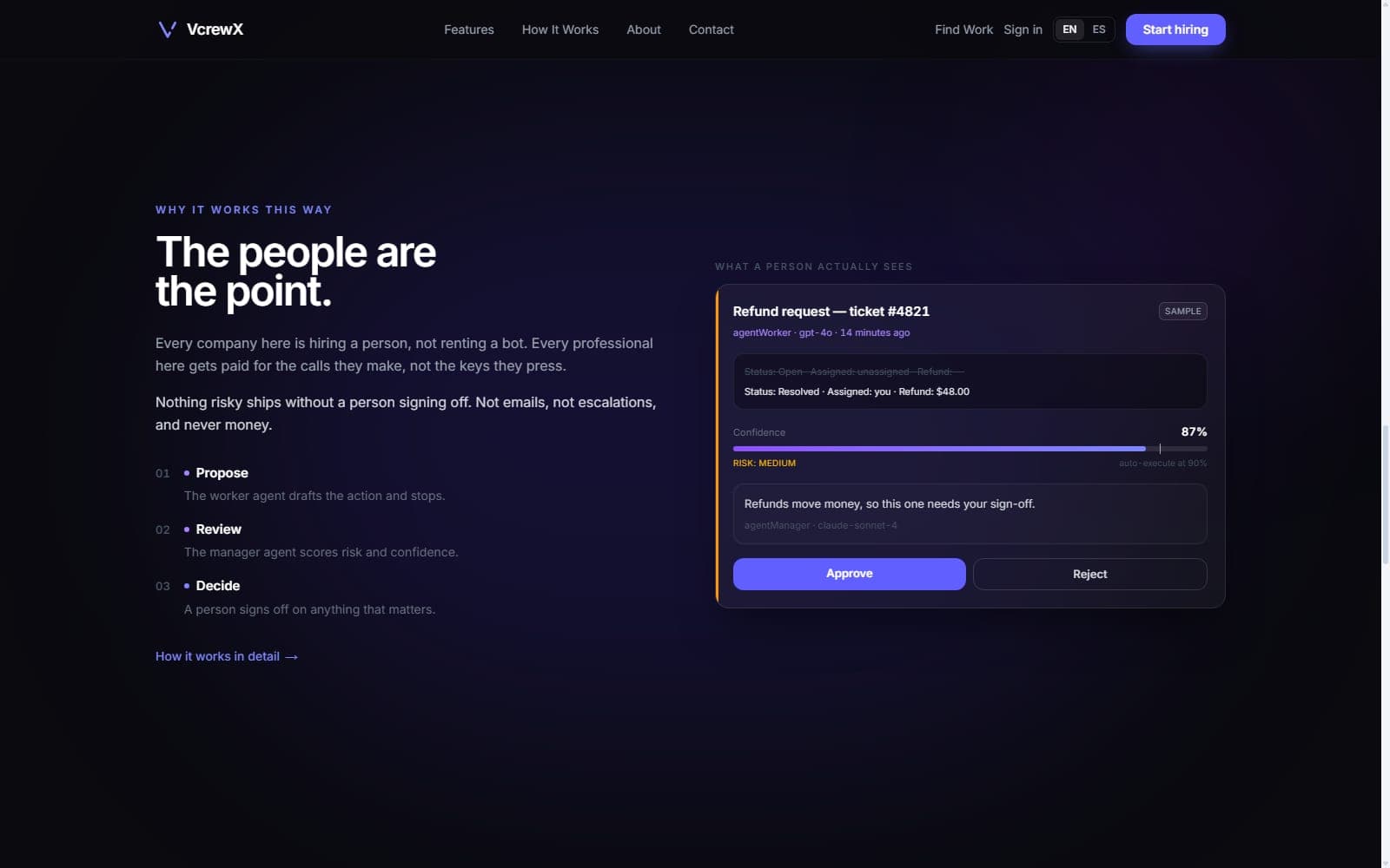 VcrewX — product interface